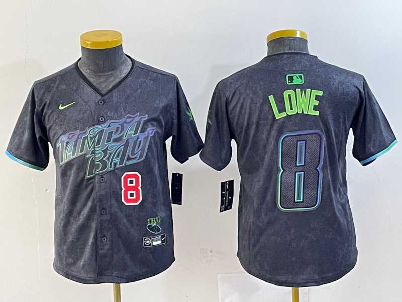 Youth Tampa Bay Rays #8 Brandon Lowe Charcoal 2024 City Connect Player Number Limited Cool Base Jerseys->mlb youth jerseys->MLB Jersey